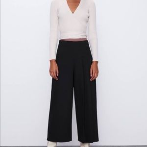 Zara Black High Waisted Wide Leg Trousers